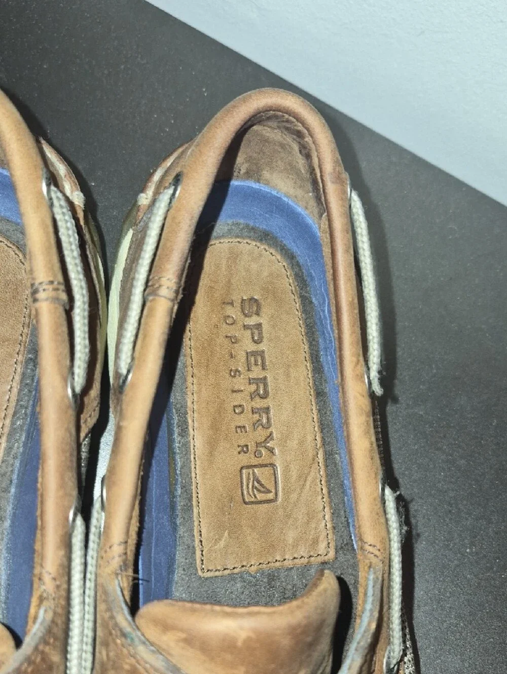 Sperry Brown Leather Boat Shoes with Cream Sole